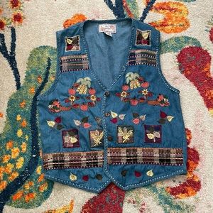 SOLD | New Directions Denim Embroidered Vest